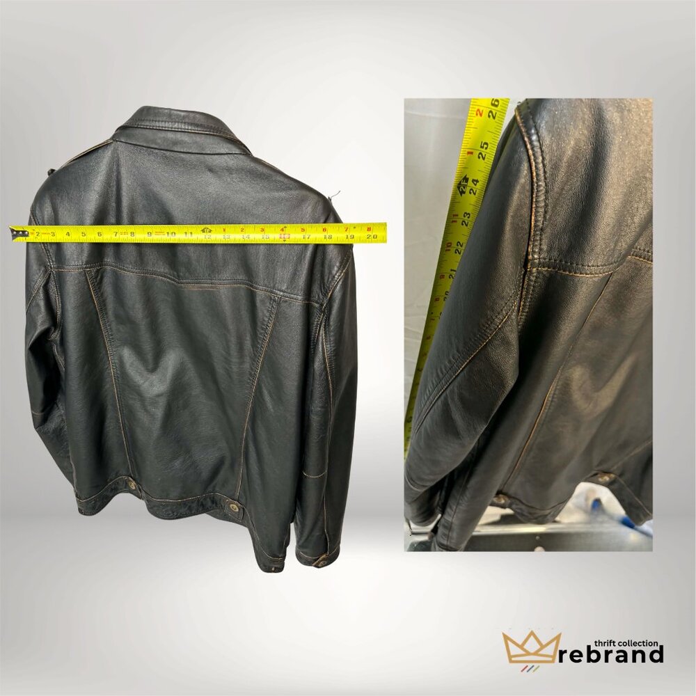 Danier Genuine Leather Moto Jacket Black Utility Style Medium - Picture 4 of 5